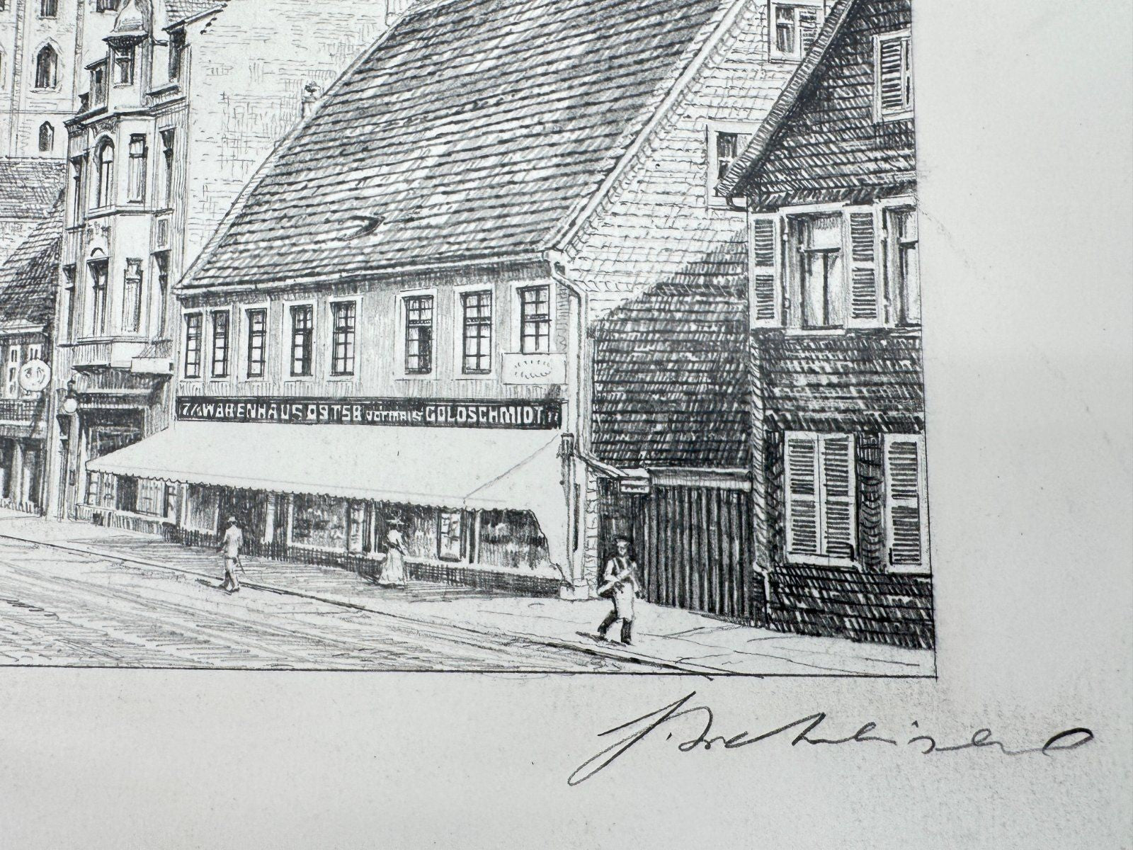 * HEINZ WEHLISCH ZEICHNUNG LIPPSTADT LANGESTRAßE ANSICHT SIGNIERT