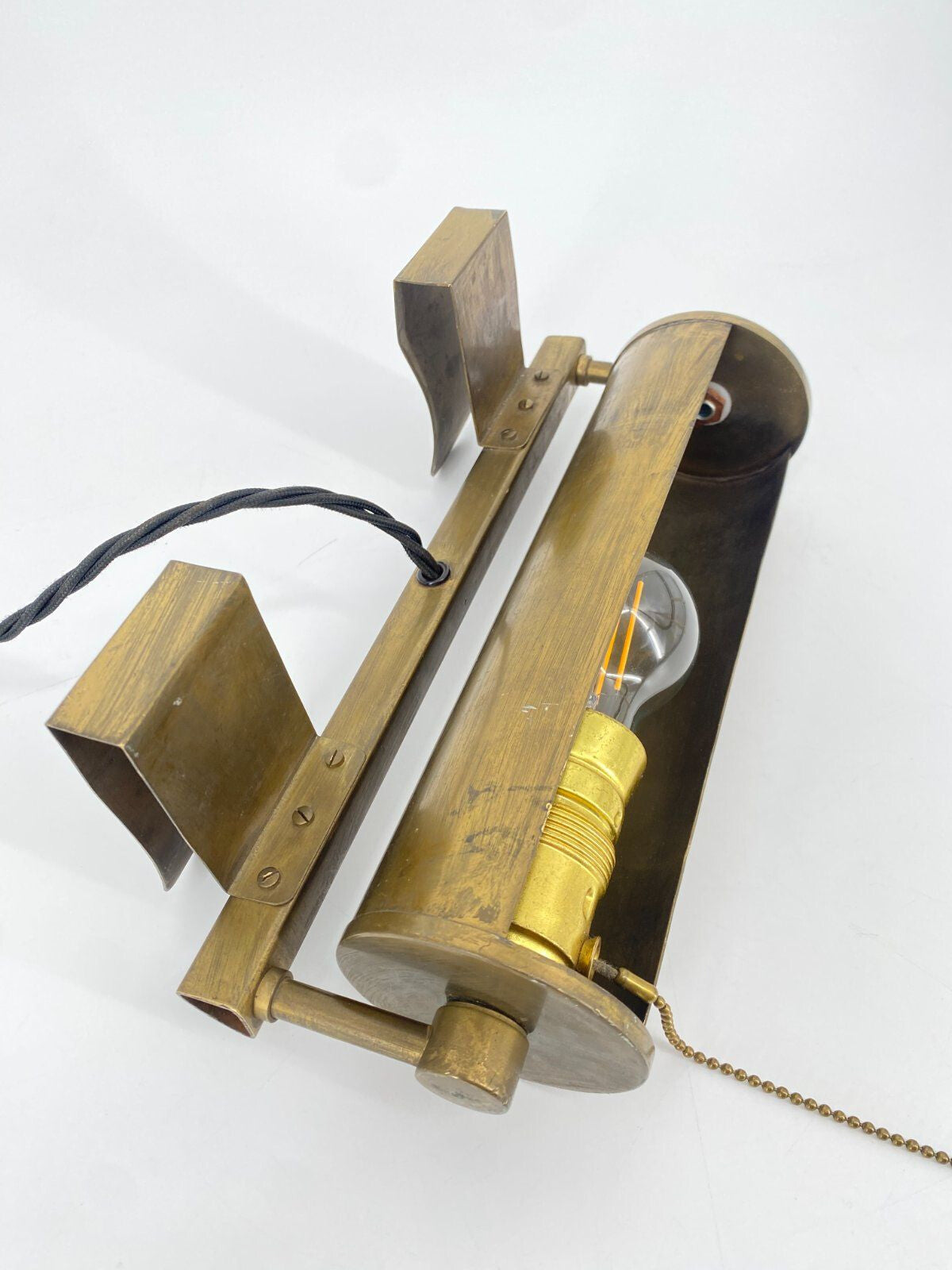 * WANDLAMPE REGALLAMPE MESSING KLEMMLEUCHTE ART DECO SPOT HALTERUNG