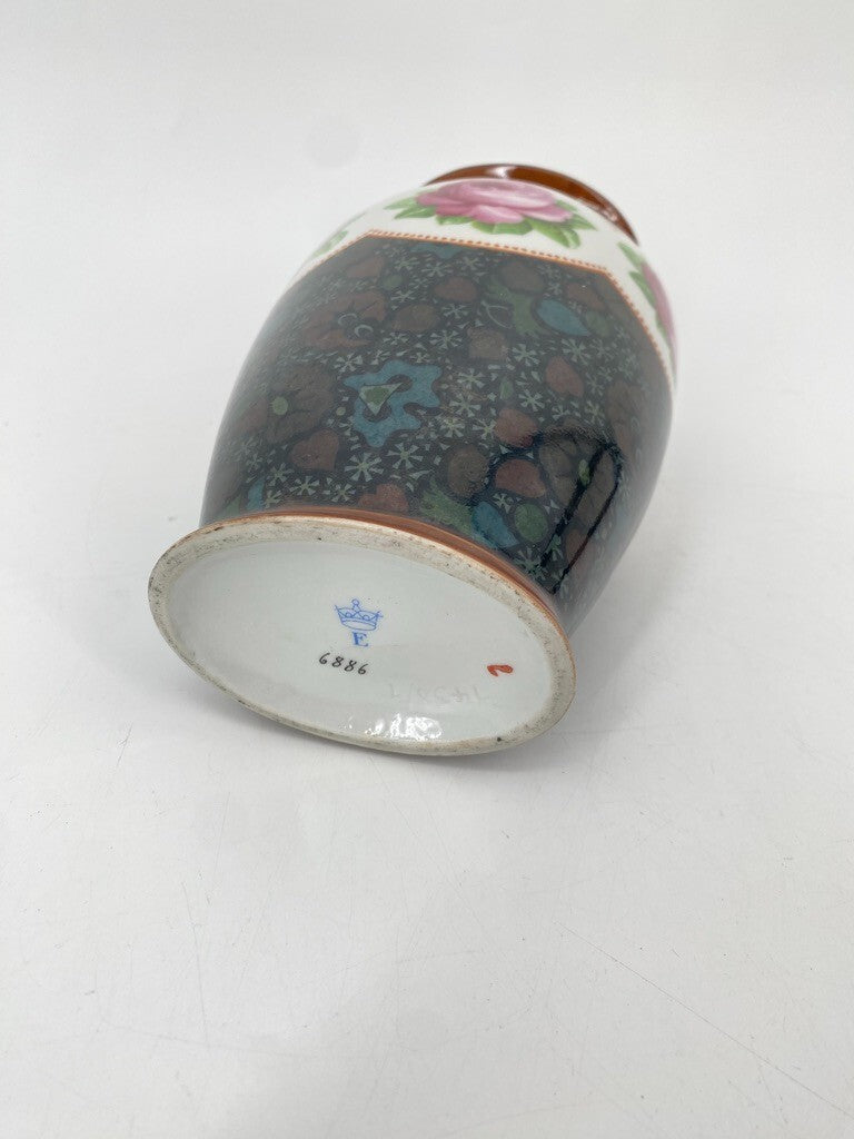 * EICHWALD PORZELLAN VASE BÖHMEN JUGENDSTIL 1900 ROSEN DEKOR VINTAGE