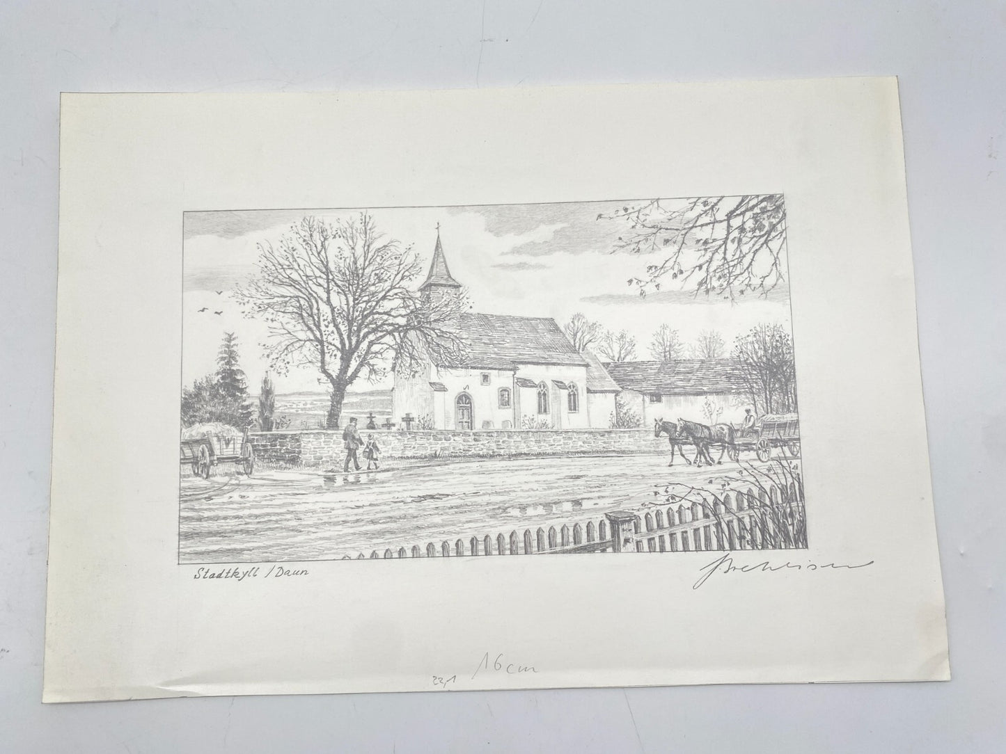 HEINZ WEHLISCH ZEICHNUNG STADTKYLL DAUN UM 1900 HANDSIGNIERT
