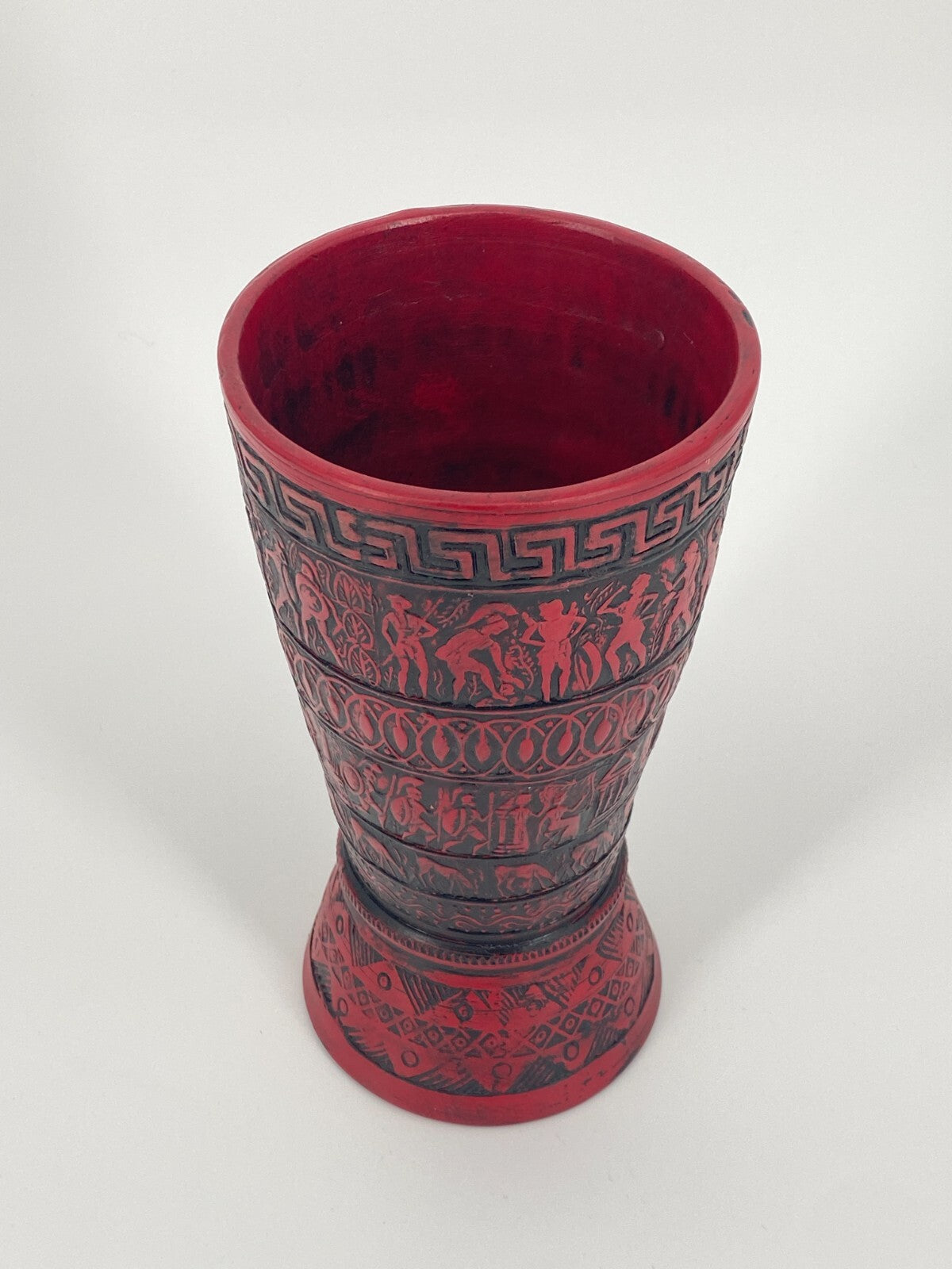 * 2x GRIECHISCHE KERAMIK VASEN RELIEF VASE SAVAS RHODES TÜRKIS ROT