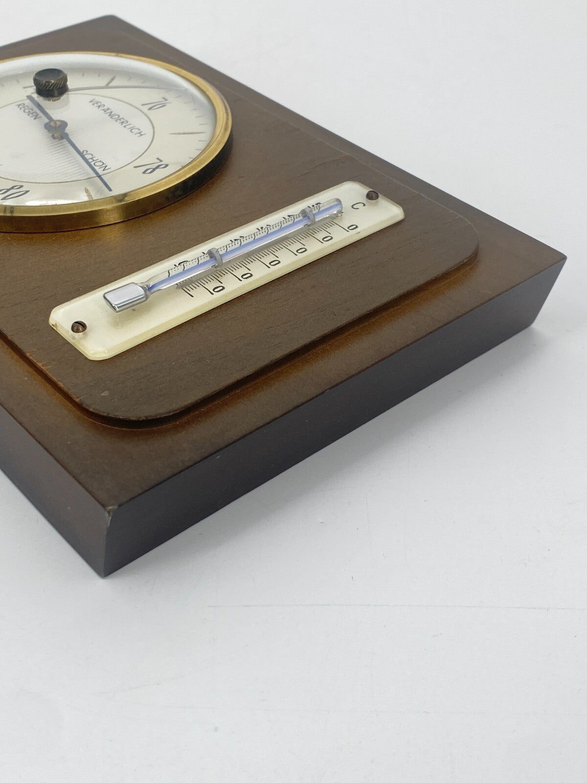 * WETTERSTATION 3827 GISCHARD BAROMETER THERMOMETER HOLZ VINTAGE