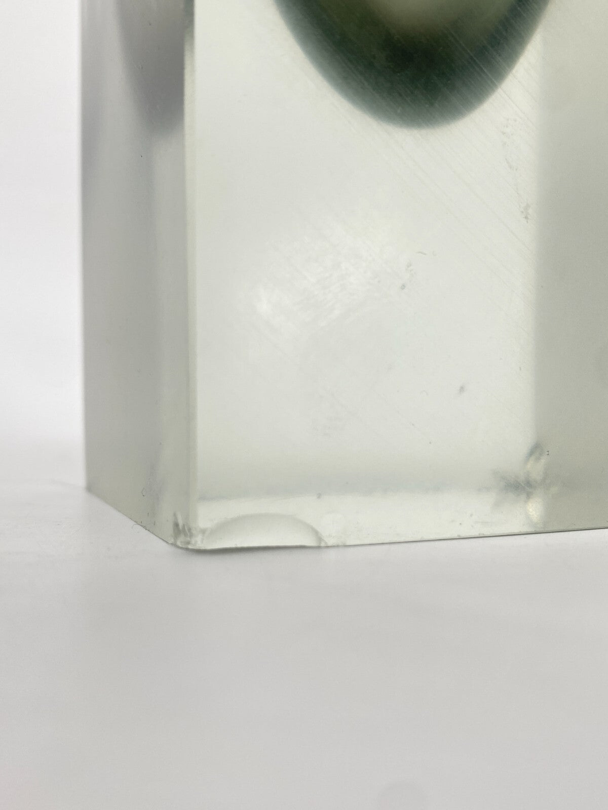 * GLAS VASE BLOCKVASE GRAU TRANSPARENT SATINIERT ÜBERFANGGLAS VINTAGE