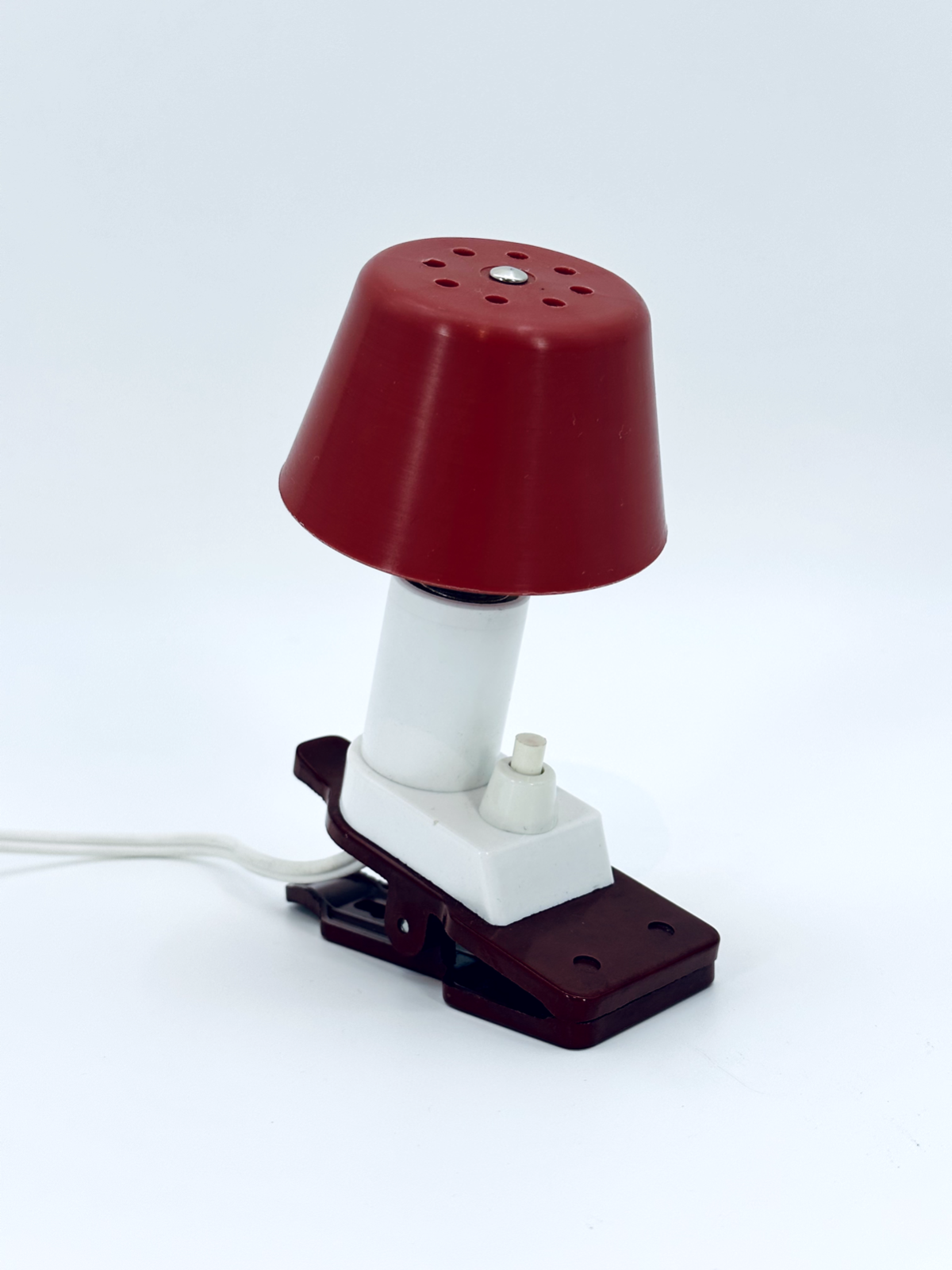 * KLEMMLEUCHTE SCHREIBTISCH LAMPE MUSHROOM ROT 1980er