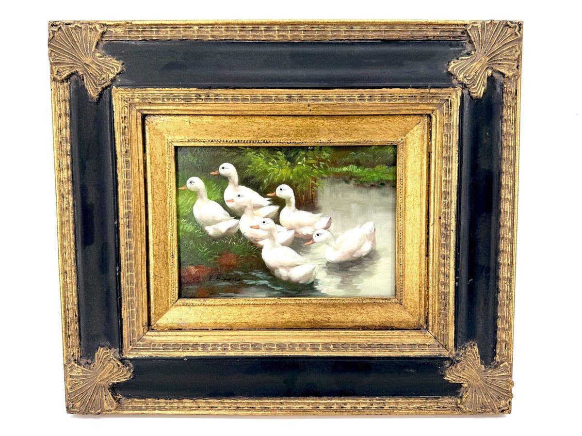 ÖLGEMÄLDE WANDBILD BILD HOLZ EDUARD BOEHM ENTEN 19. JH ALPEN