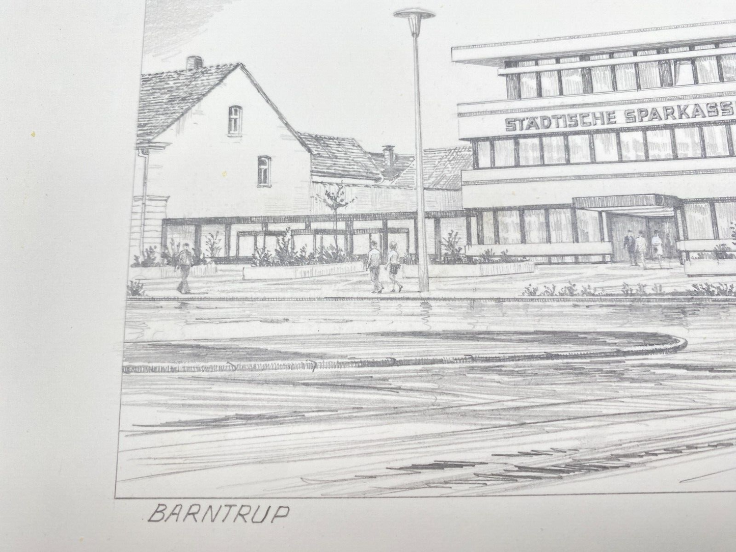 DEUTSCHER KÜNSTLER HEINZ WEHLISCH ZEICHNUNG SPARKASSE BARNTRUP HANDSIGNIERT