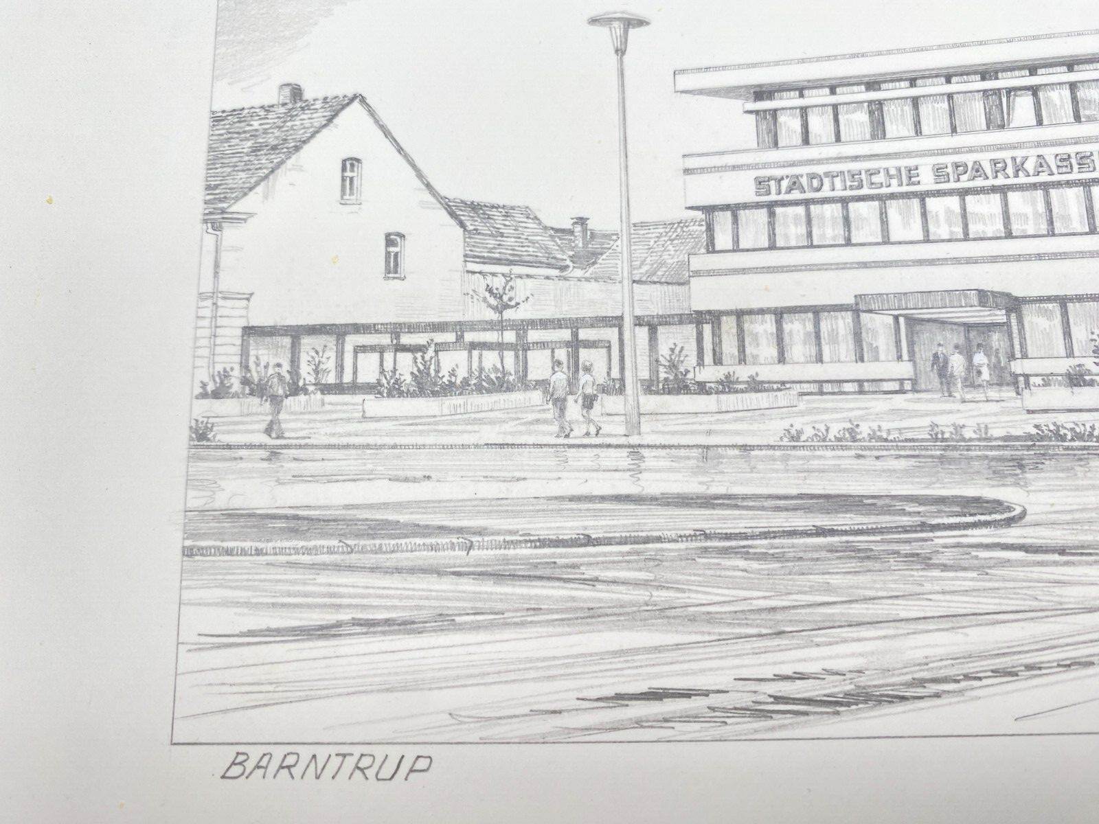 DEUTSCHER KÜNSTLER HEINZ WEHLISCH ZEICHNUNG SPARKASSE BARNTRUP HANDSIGNIERT