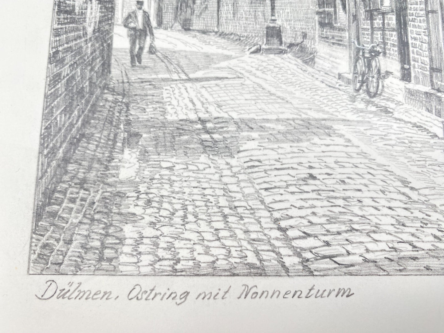 HEINZ WEHLISCH ZEICHNUNG DÜLMEN OSTRING MIT NONNENTURM HANDSIGNIERT