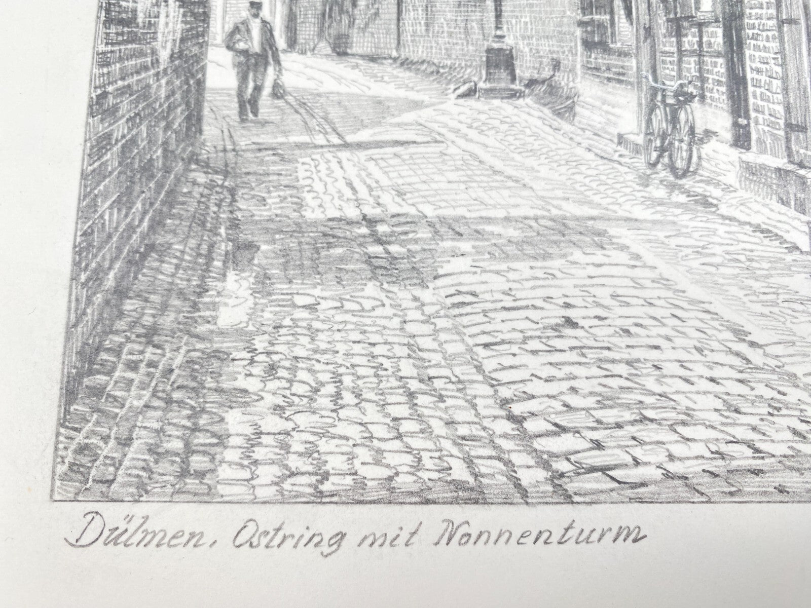 HEINZ WEHLISCH ZEICHNUNG DÜLMEN OSTRING MIT NONNENTURM HANDSIGNIERT