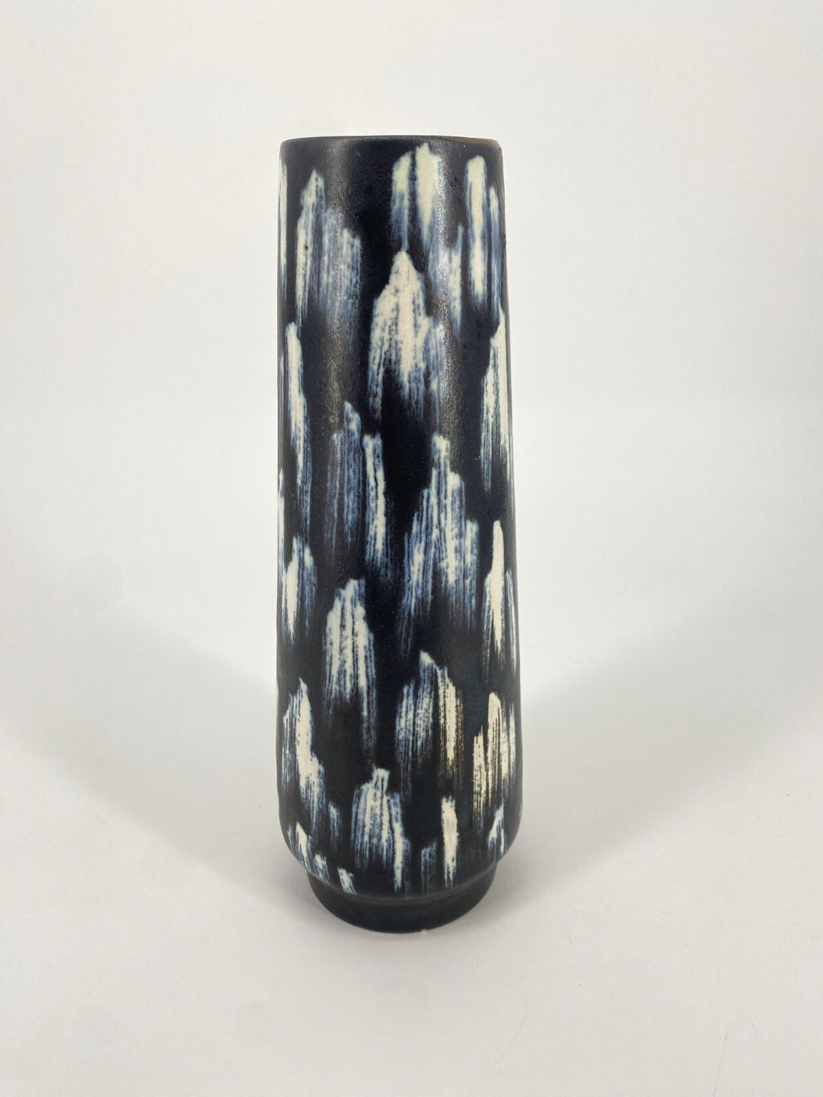 * VASE KERAMIK BLAU WEIß 31,5 CM VINTAGE MID CENTURY VINTAGE