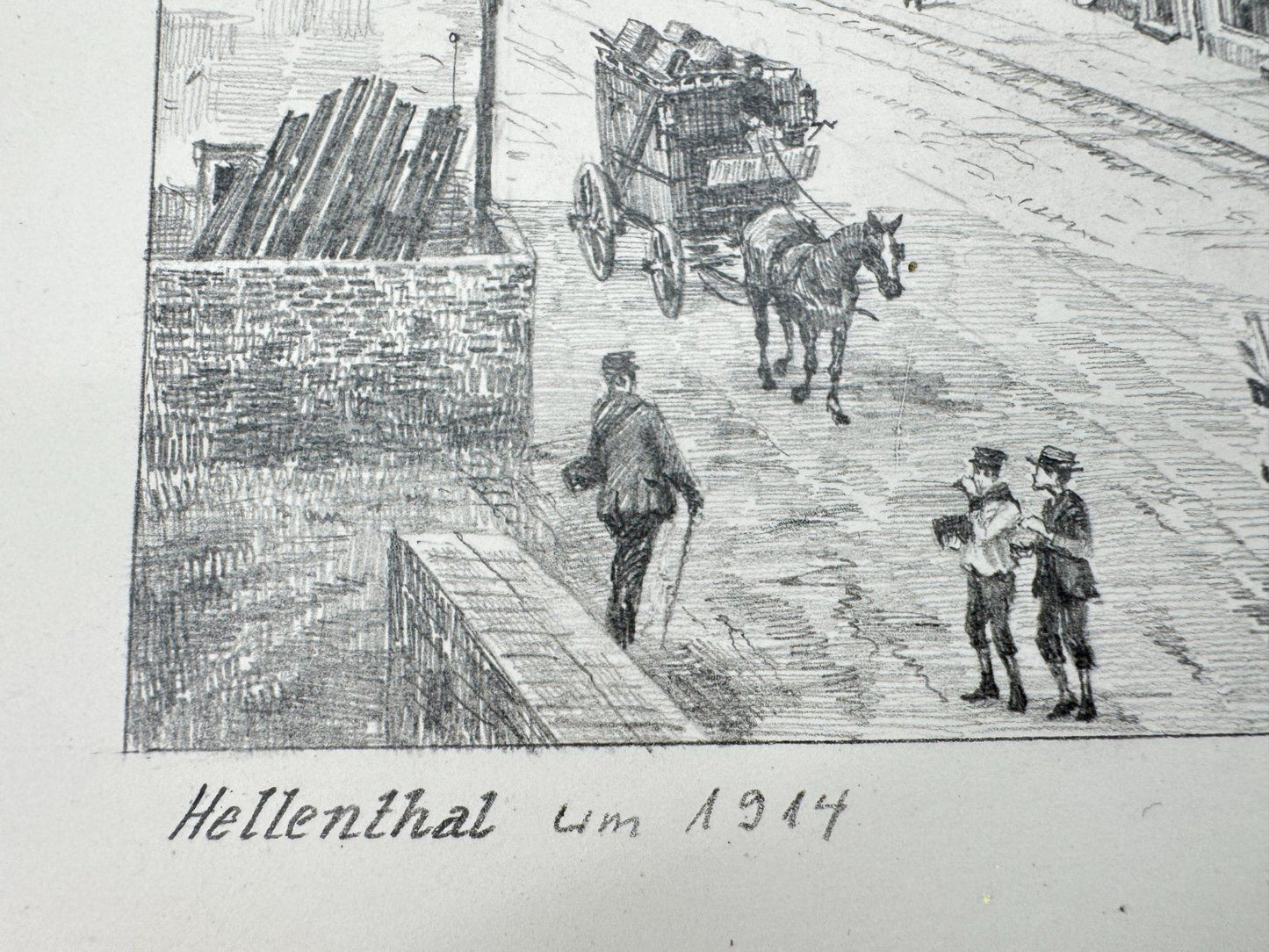 * HEINZ WEHLISCH ZEICHNUNG HELLENTHAL UM 1914 ANSICHT SIGNIERT