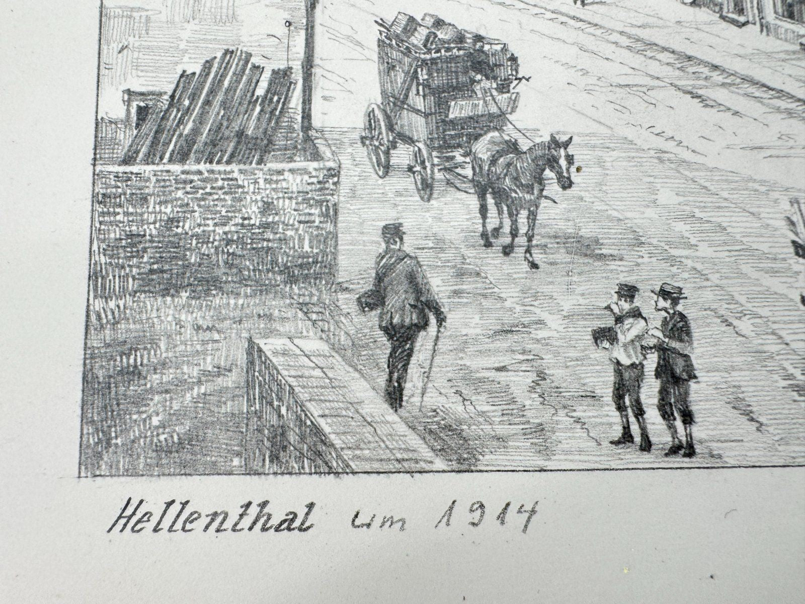 * HEINZ WEHLISCH ZEICHNUNG HELLENTHAL UM 1914 ANSICHT SIGNIERT