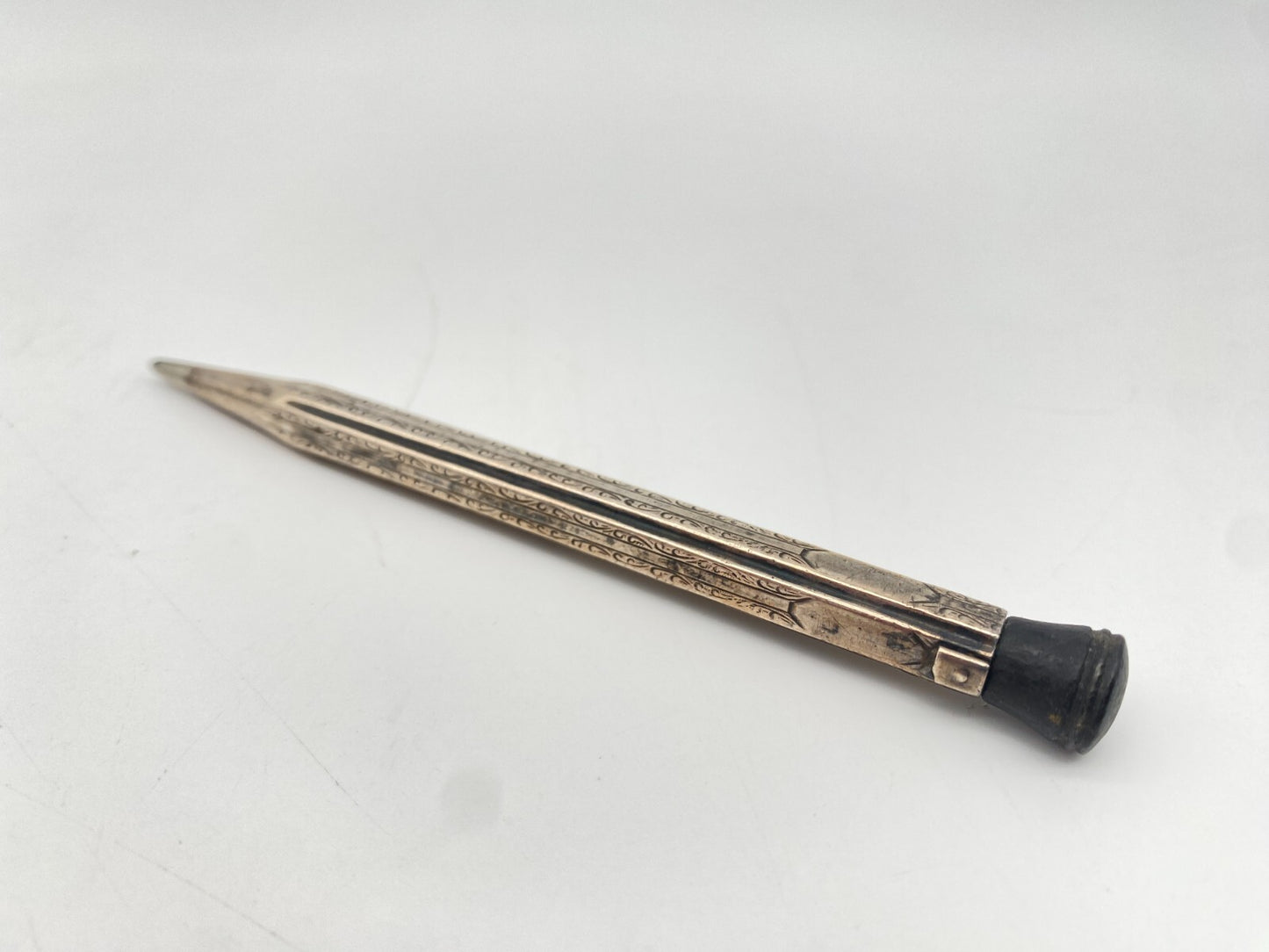 ANTIKER DREHBLEISTIFT ART DECO SILBERBAKELIT KNOPF UM 1920 SILBER