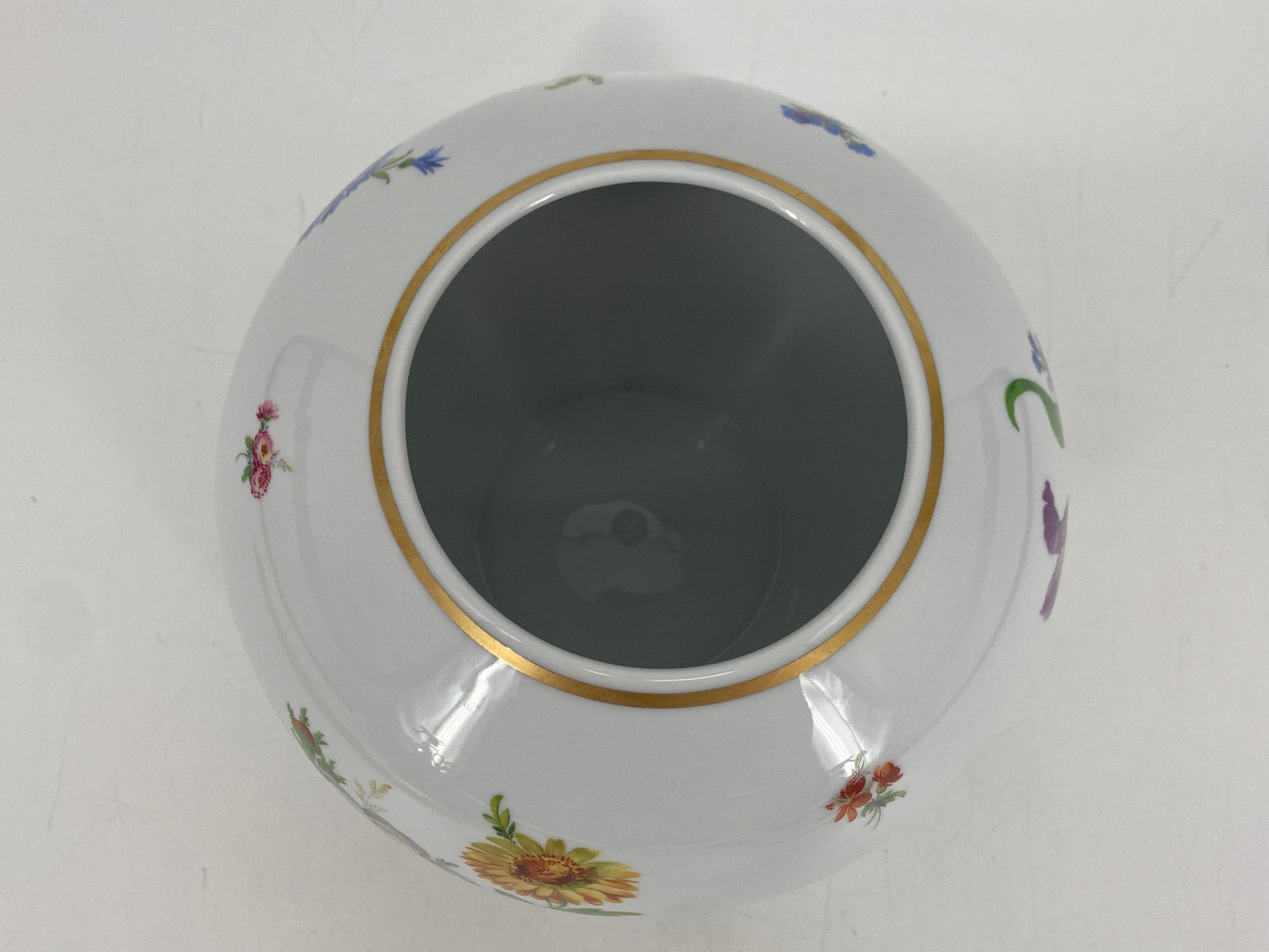 * ANNABURG PORZELLAN BLUME VASE STREUBLUMEN BLUMENSTRAUß BEMALT GODRAND