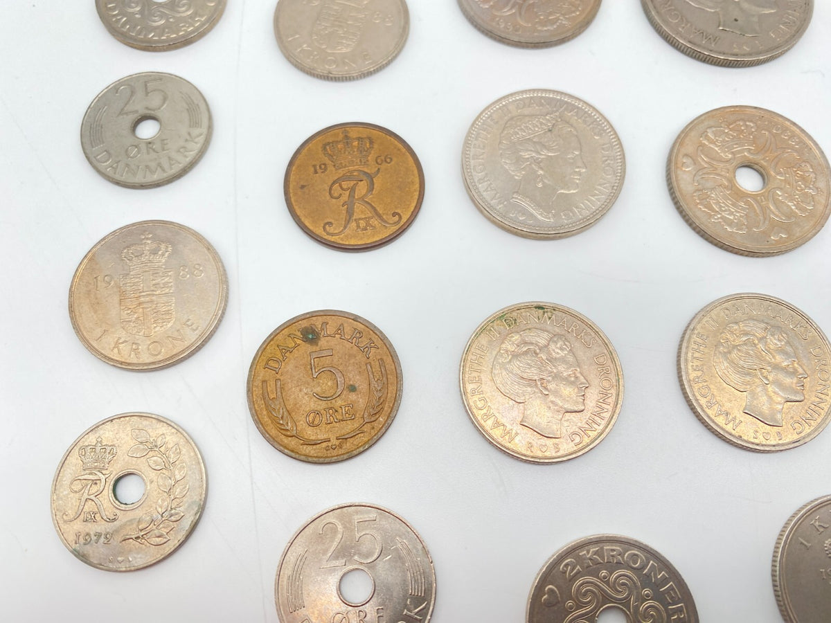 KONVOLUT 98 ALTE DÄNISCHE KRONEN ORE 5 KRONER 20 KRONER 50ER 70ER SAMMLERSTÜCKE