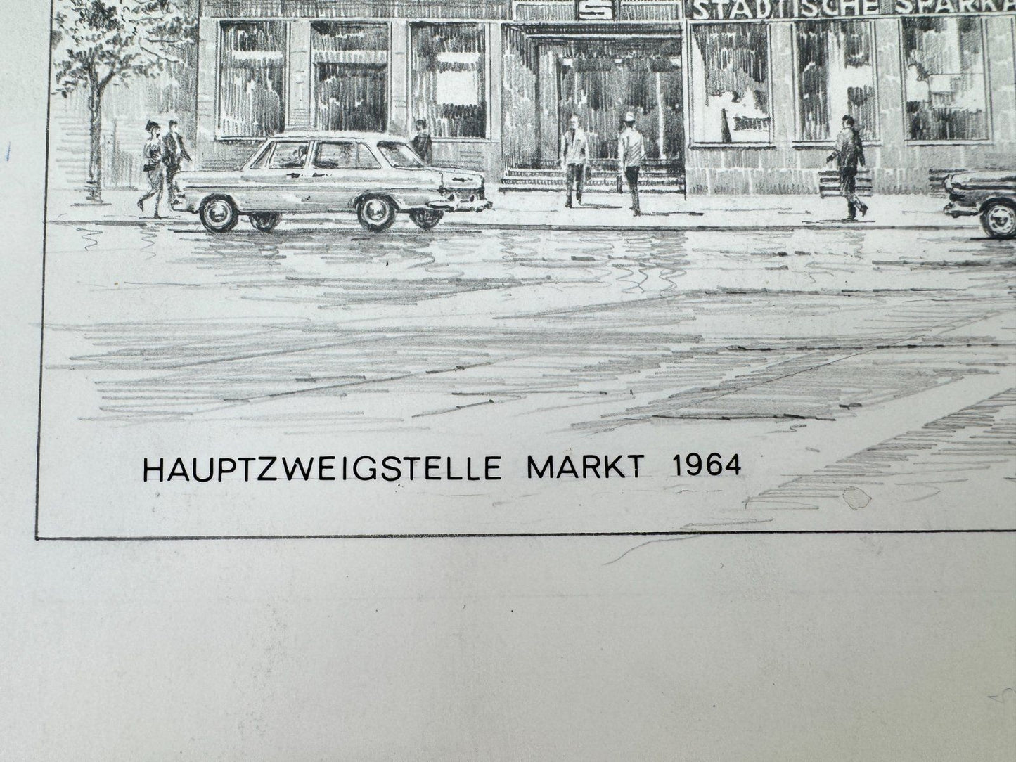 * HEINZ WEHLISCH ZEICHNUNG DETMOLD SPARKASSE ANSICHT SIGNIERT