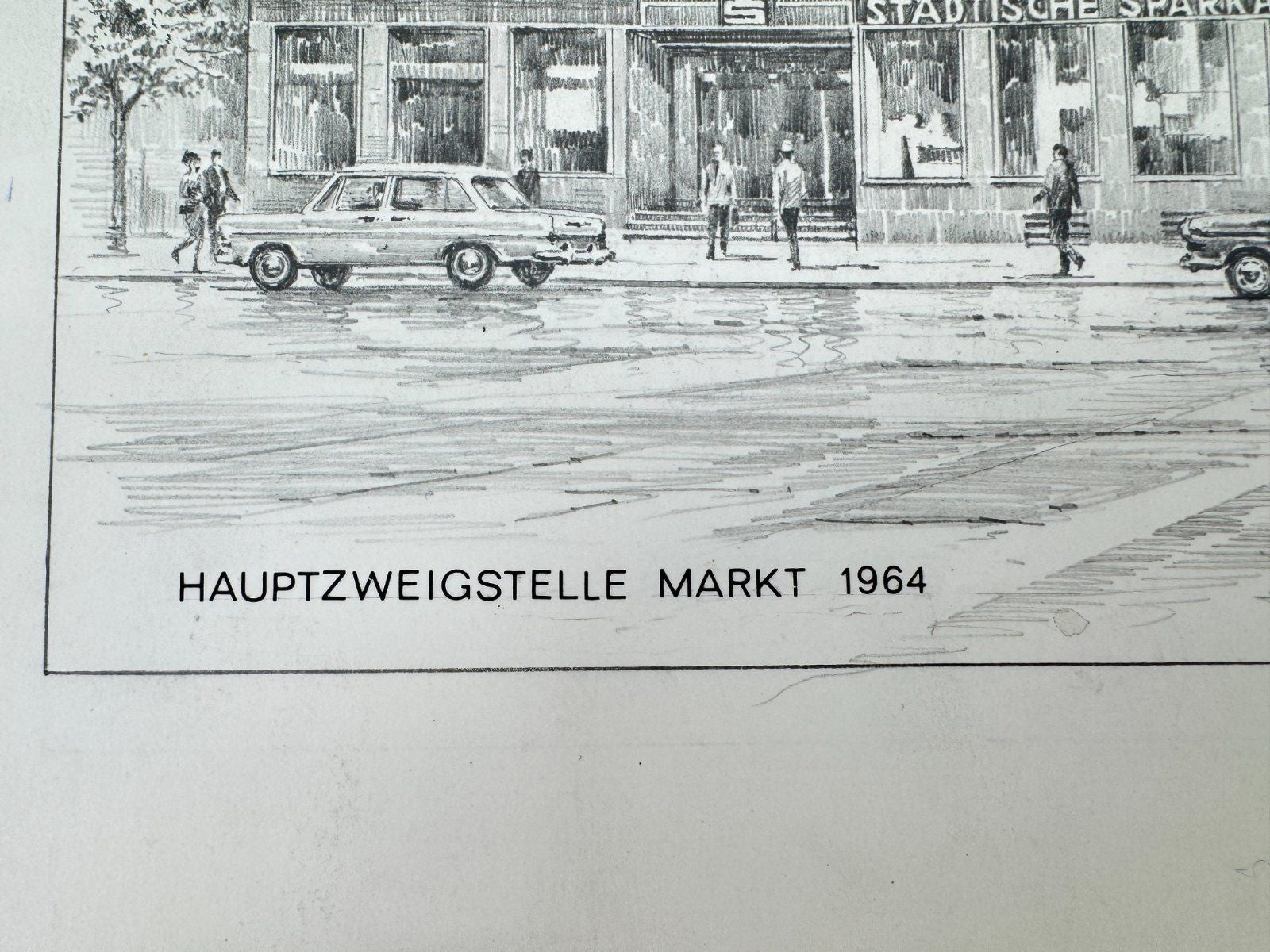 * HEINZ WEHLISCH ZEICHNUNG DETMOLD SPARKASSE ANSICHT SIGNIERT