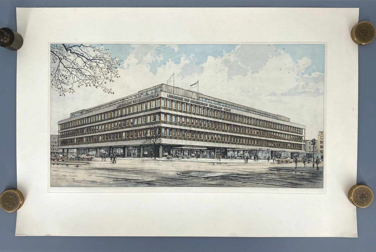 *1v2 GRAFIK HEINZ WEHLISCH LANDESBANK MAINZ VINTAGE OFFSET-LITHO