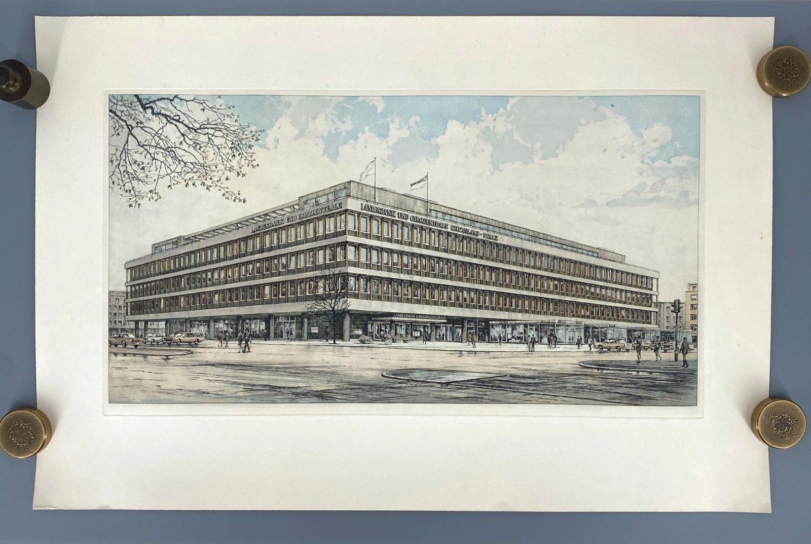 *1v2 GRAFIK HEINZ WEHLISCH LANDESBANK MAINZ VINTAGE OFFSET-LITHO