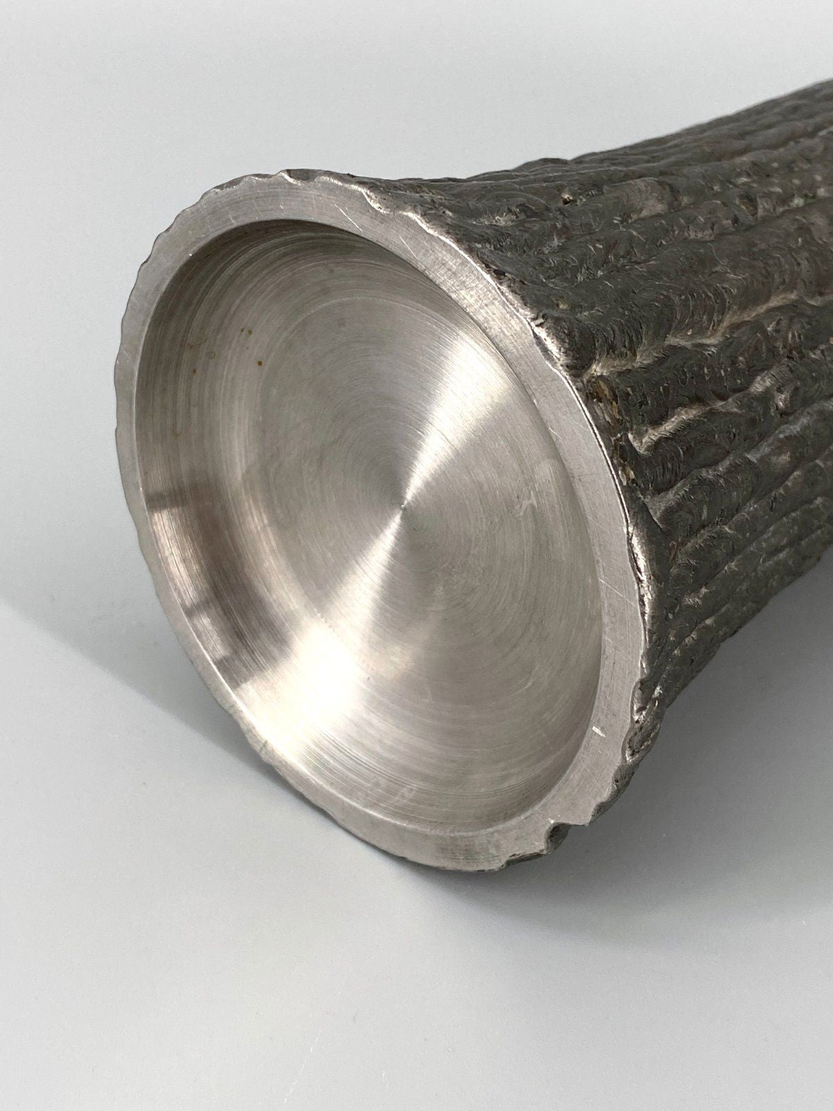 * VASE BRUTALISTISCH MASSIV STAHL STRUKTUR METALL RINDE 70er