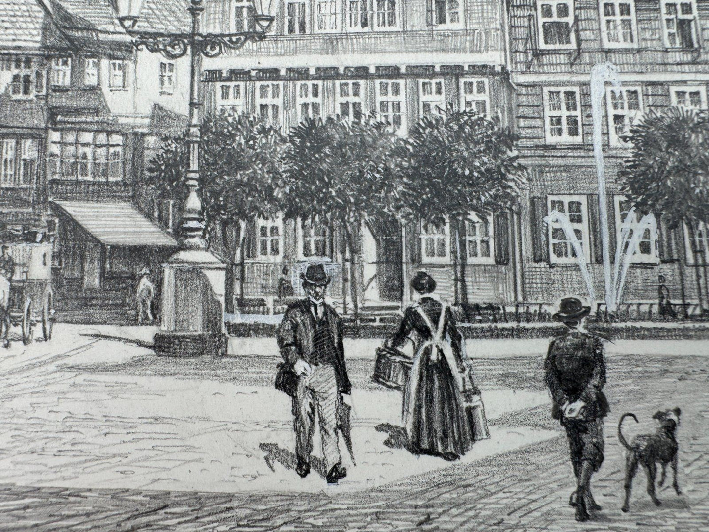 * HEINZ WEHLISCH ZEICHNUNG OSTERODE AM HARZ KORNMARKT 1880 ANSIC