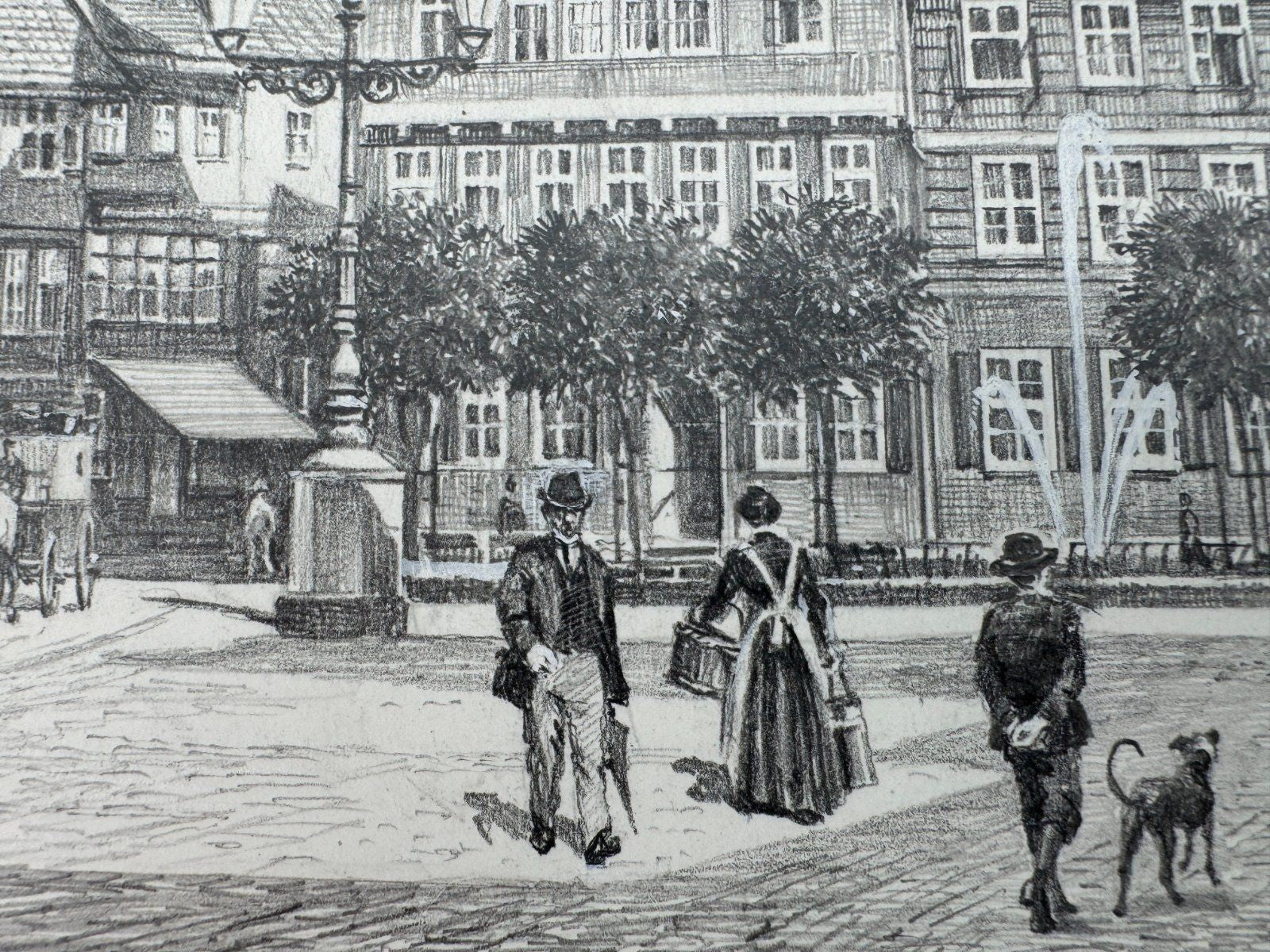 * HEINZ WEHLISCH ZEICHNUNG OSTERODE AM HARZ KORNMARKT 1880 ANSIC