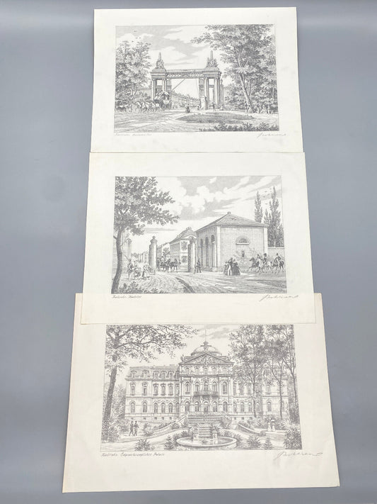 HEINZ WEHLISCH ZEICHNUNGEN KARLSRUHE DURLACHERTOR KARLSTOR ERBGROSSHERZOG PALAIS