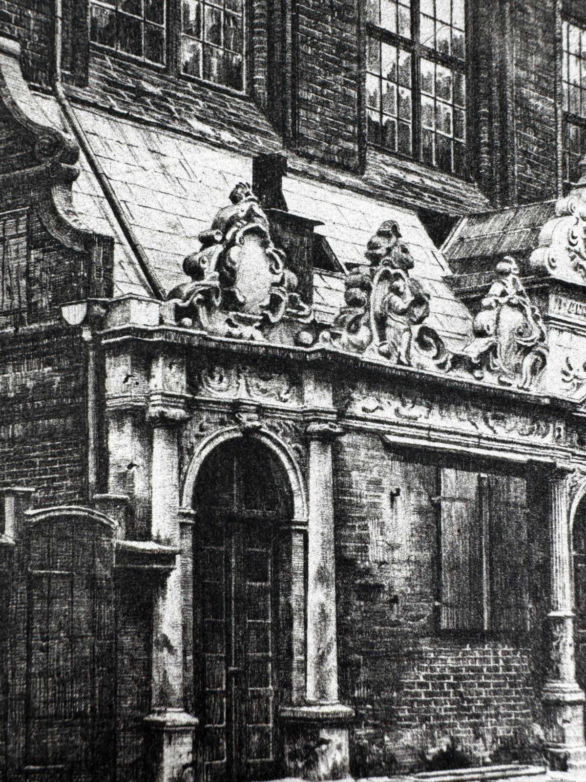 * HEINZ WEHLISCH ORIGINAL RADIERUNG LÜBECK RATHAUSTREPPE UM 1885