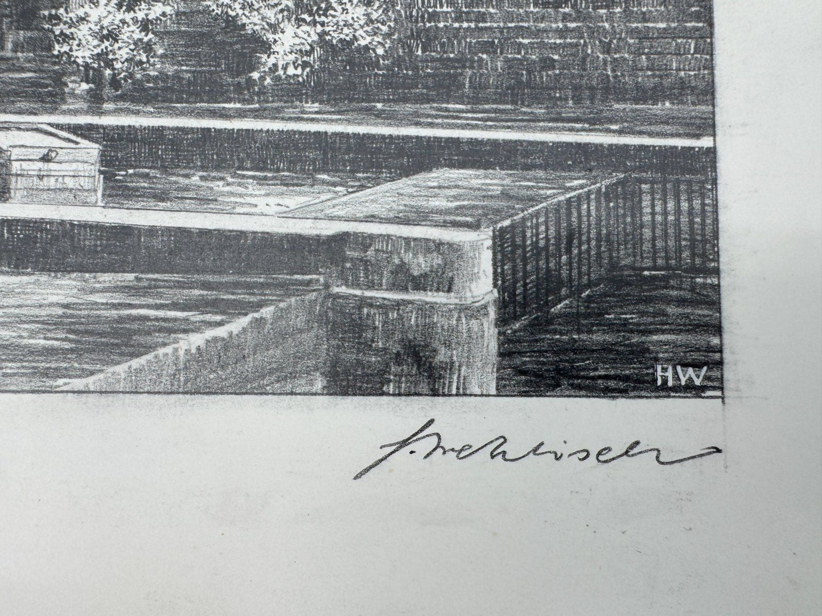 * HEINZ WEHLISCH ZEICHNUNG MEININGEN WASSERBURG MÜHLE ANSICHT