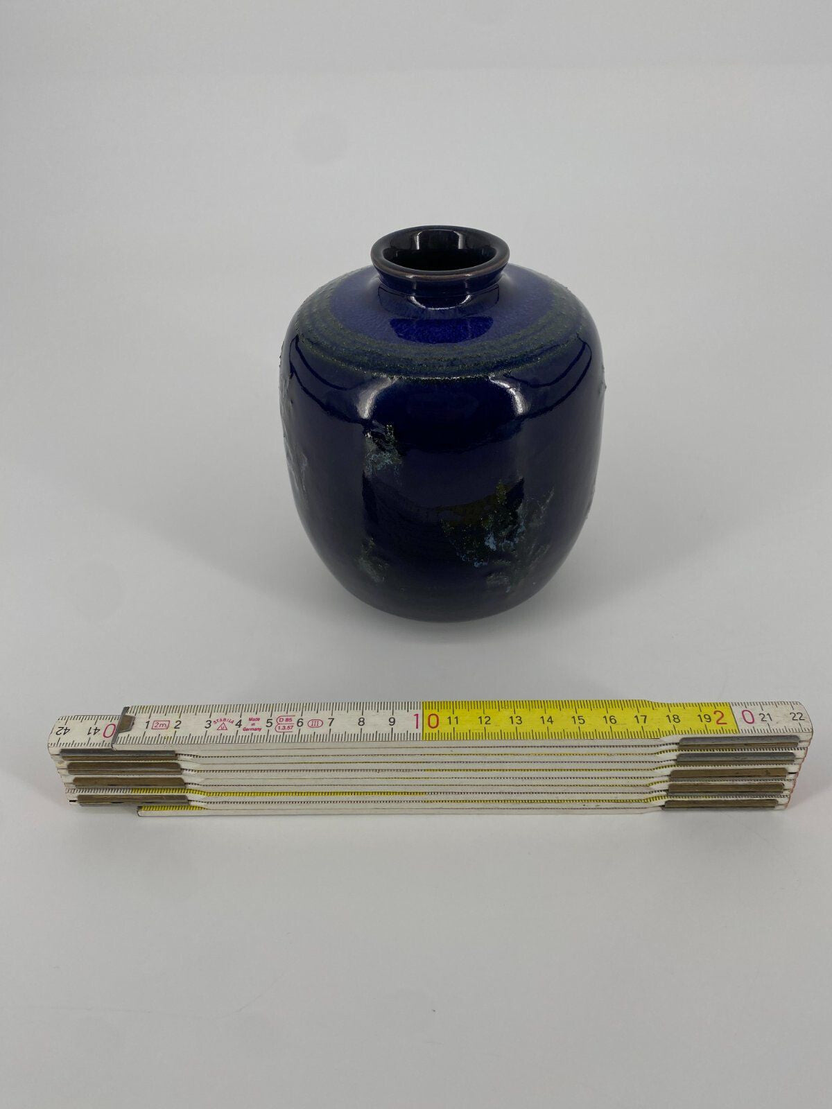 * VASE STUDIOKERAMIK STREHLA VINTAGE 1970ER MID CENTURY BLAU