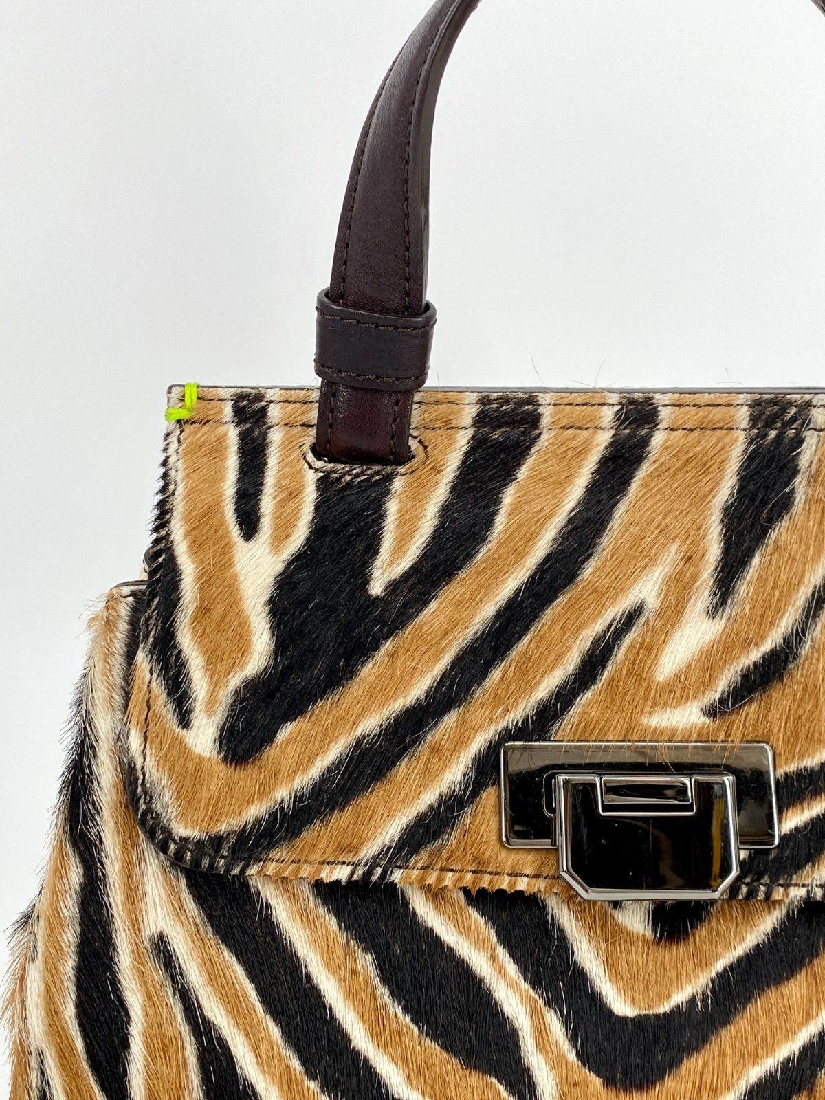 * ROSAMARO HANDGEMACHTE HANDTASCHE ITALIEN LEDER ZEBRA PRINT