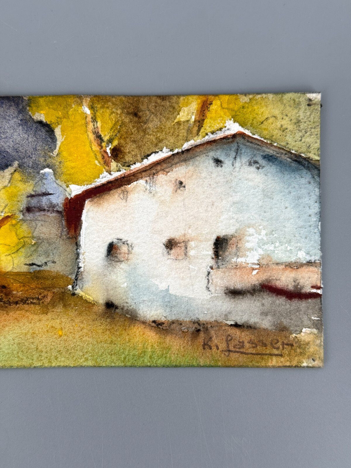 *AQUARELLGEMÄLDE K. LASSER HERBSTLICH HOF LANDSCHAFT LANDHOF SIGN