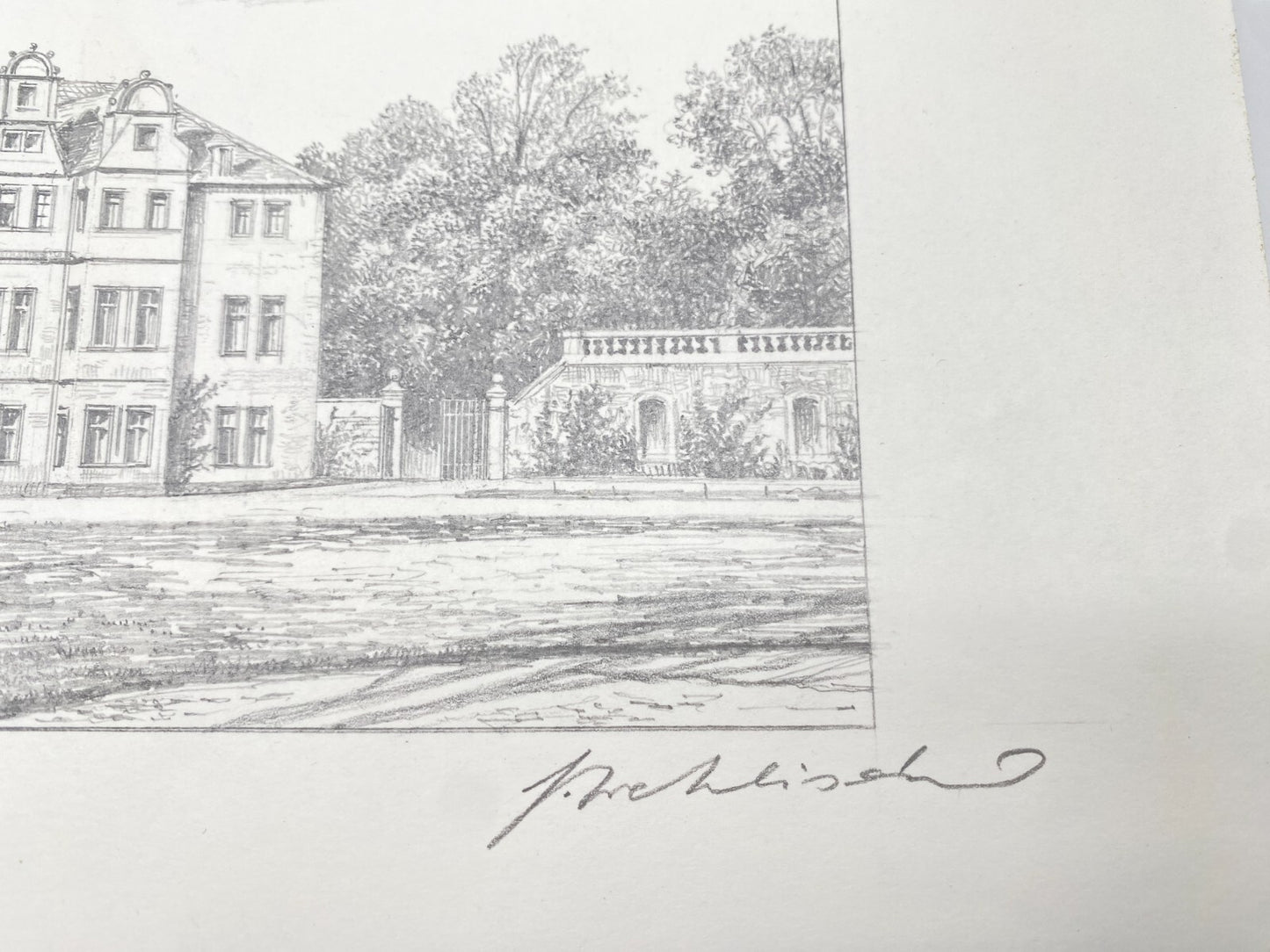 DEUTSCHER KÜNSTLER HEINZ WEHLISCH ZEICHNUNG DETMOLD RESIDENZSCHLOSS HANDSIGNIERT