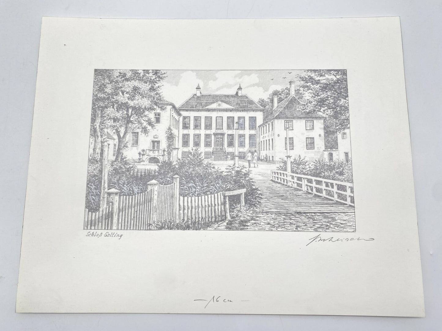 HEINZ WEHLISCH ZEICHNUNG SCHLOSS GELTING ANGELN HANDSIGNIERT