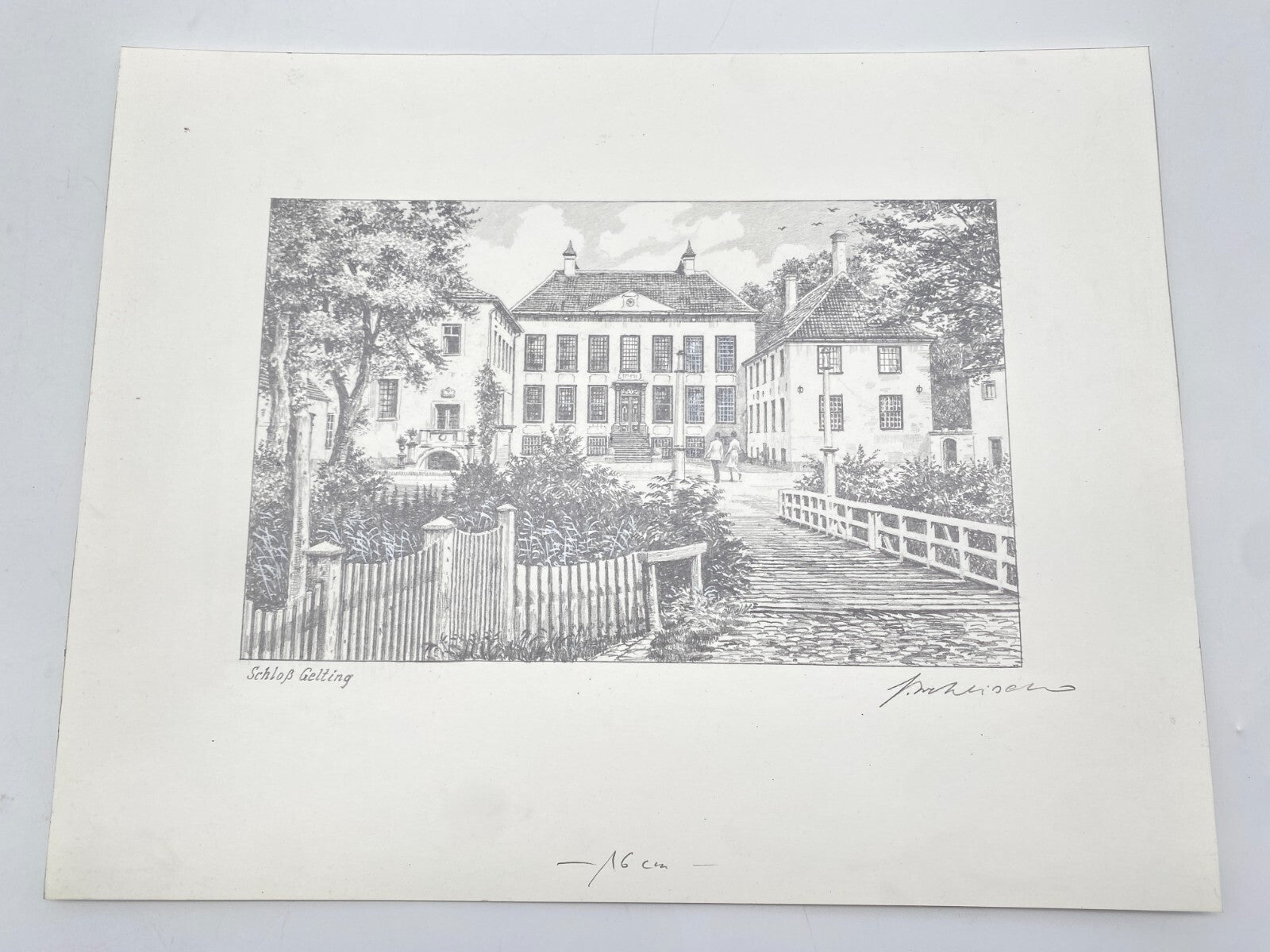 HEINZ WEHLISCH ZEICHNUNG SCHLOSS GELTING ANGELN HANDSIGNIERT