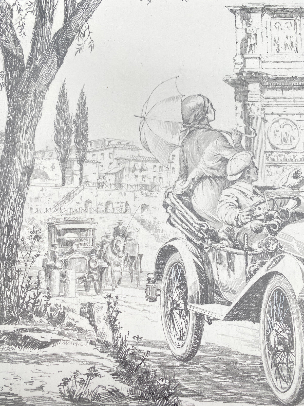 HEINZ WEHLISCH ZEICHNUNG ROM BUGATTI TYP 13 ARCO DI COSTANTINO 1913