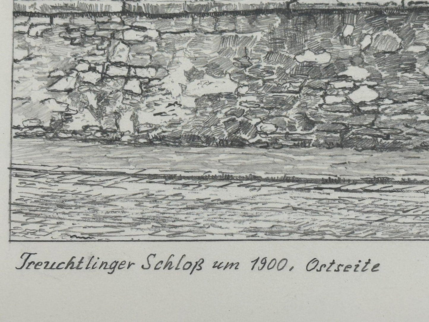 * HEINZ WEHLISCH ZEICHNUNG TREUCHTLINGER SCHLOß ANSICHT 1900 SIGNIERT
