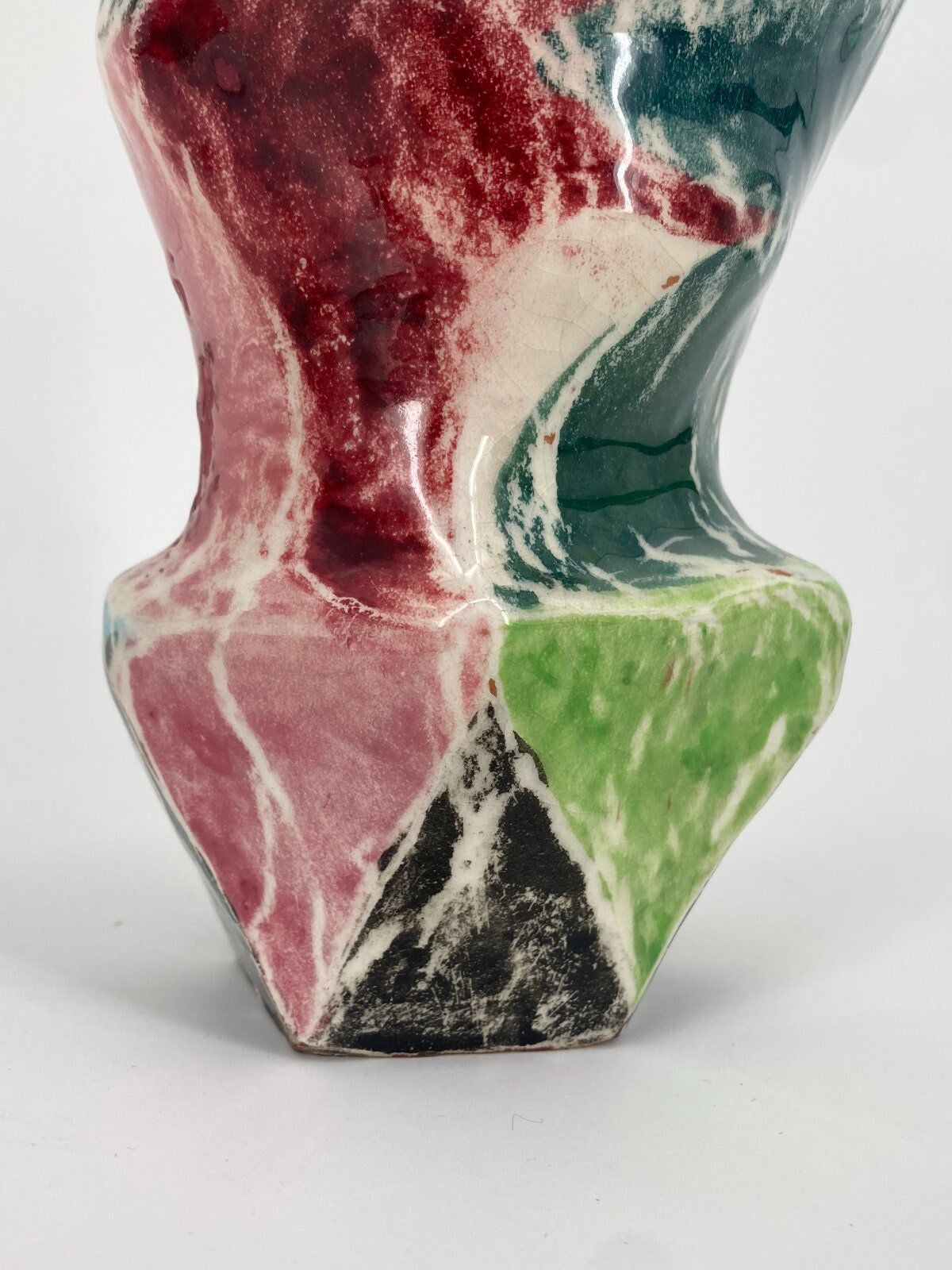 * STUDIOKERAMIK VASE BUNT ORGANISCHES DESIGN POSTMODERN VINTAGE