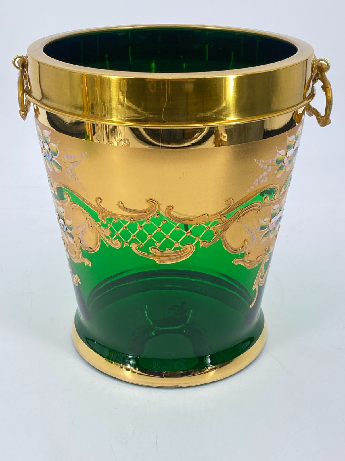 * MURANO SALVADORI TRE FUOCHI SEKTKÜHLER SEKT KÜBEL EIMER CHAMPAGNER  VASE GRÜN