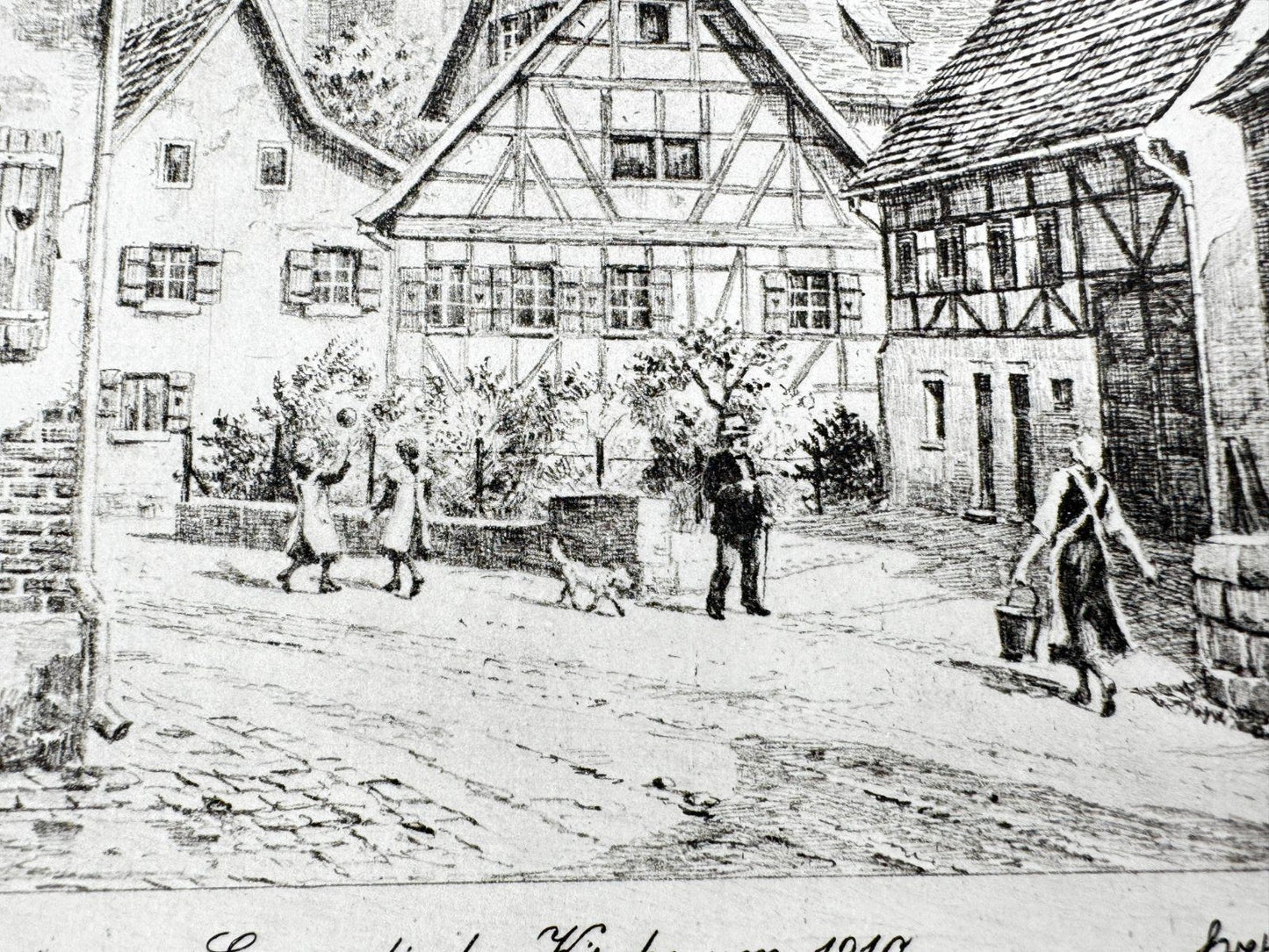 * HEINZ WEHLISCH ORIGINAL RADIERUNG ONSTMETTINGEN EVANGELISCHE KIRCHE 1910 ANSIC