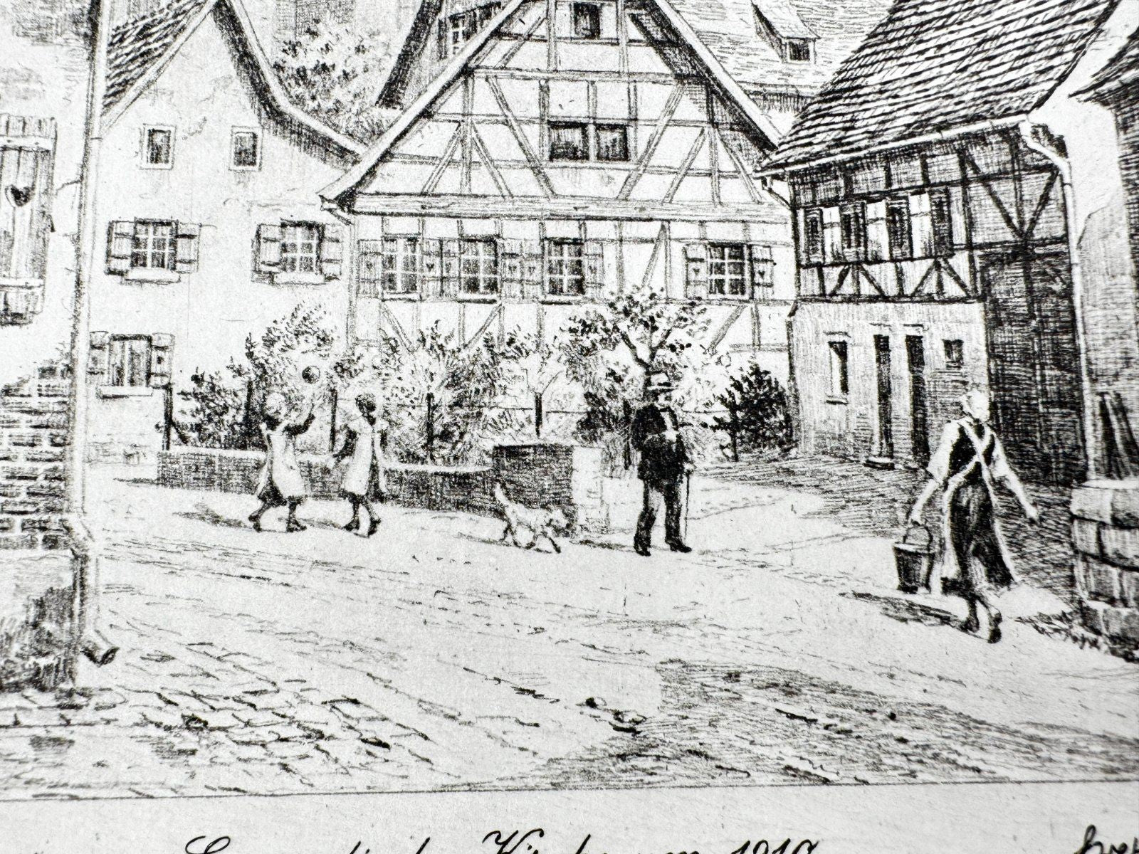 * HEINZ WEHLISCH ORIGINAL RADIERUNG ONSTMETTINGEN EVANGELISCHE KIRCHE 1910 ANSIC