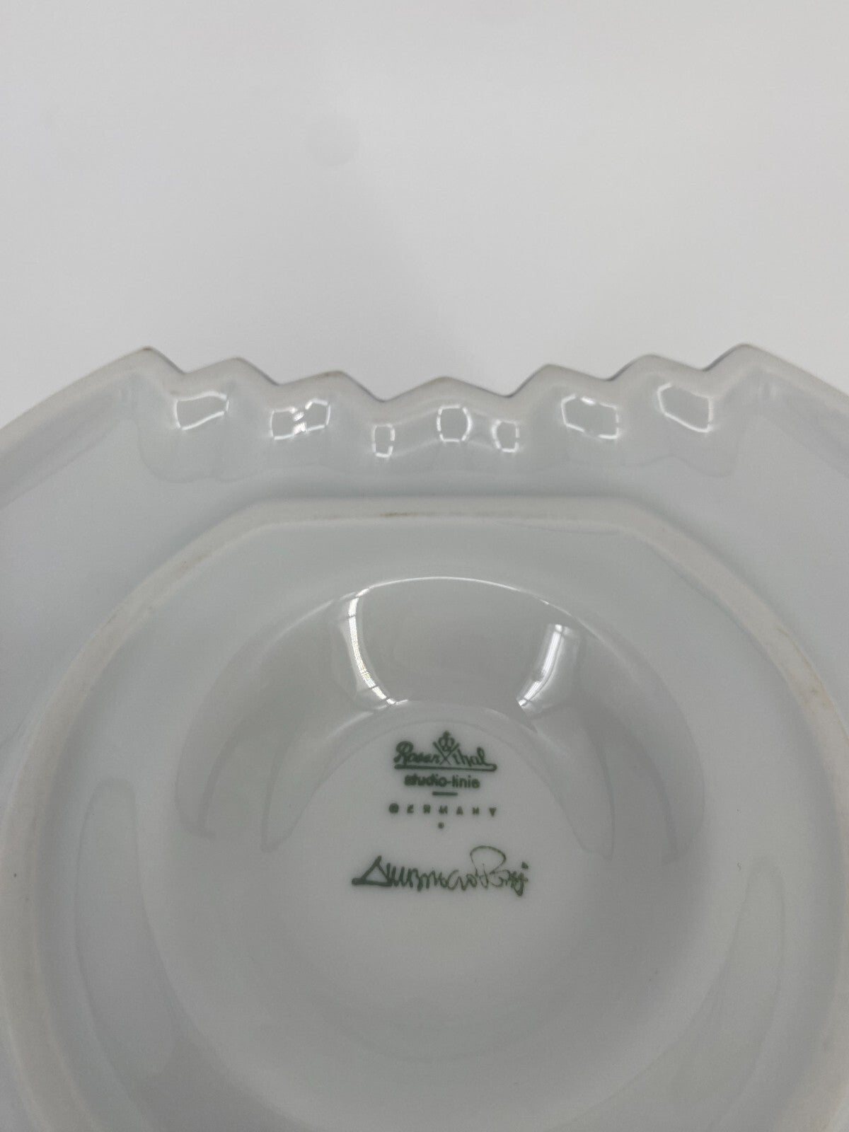 * ROSENTHAL AMBROGIO POZZI PLISSEE VASE KERZENHALTER PORZELLAN WEIß BLAU 80ER