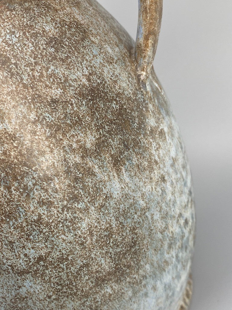 * VASE KRUG KERAMIK STUDIOKERAMIK HENKELVASE SIGNIERT LA MID CENTURY