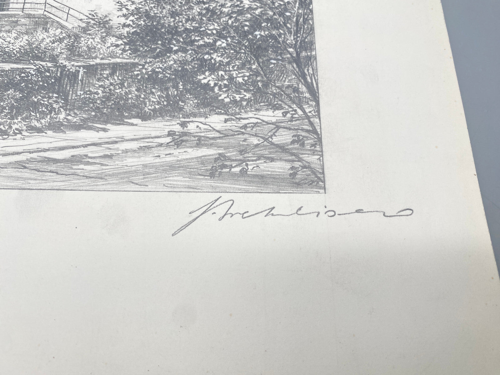 HEINZ WEHLISCH ZEICHNUNG GRÖTZINGEN SCHLOß AUGUSTENBERG HANDSIGNIERT