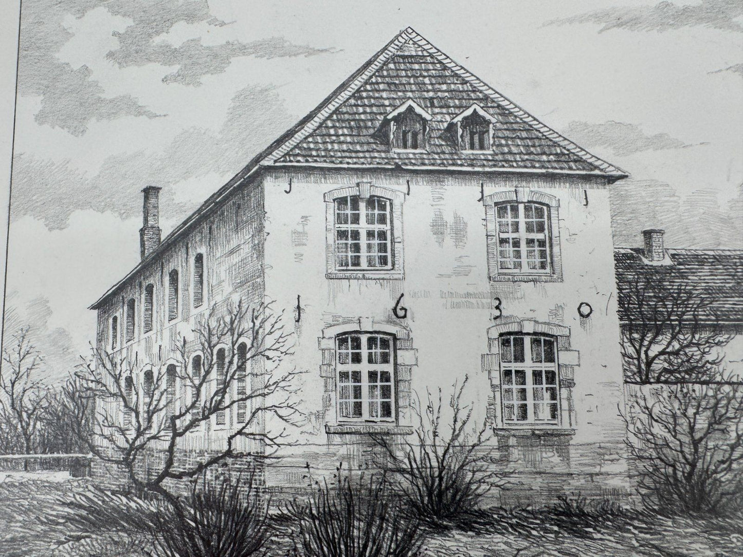 * HEINZ WEHLISCH ZEICHNUNG DORENBURG KREFELD UM 1900 ANSICHT SIGNIERT