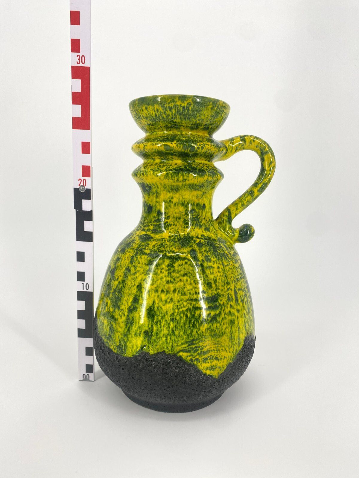 * STUDIOKERAMIK FAT LAVA KRUG VASE GRÜN SCHWARZ W.-GERMANY 70ER