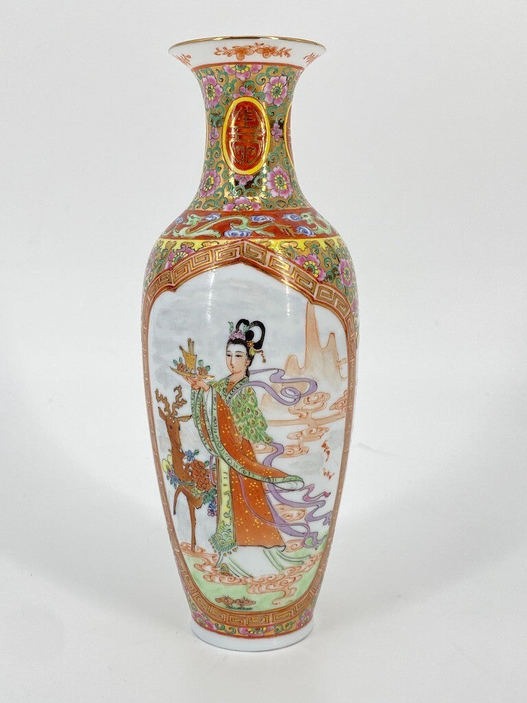 * VASE CHINA PORZELLAN ZHONGGUO ZHI ZAO CHINESISCH HANDBEMALT GOLD
