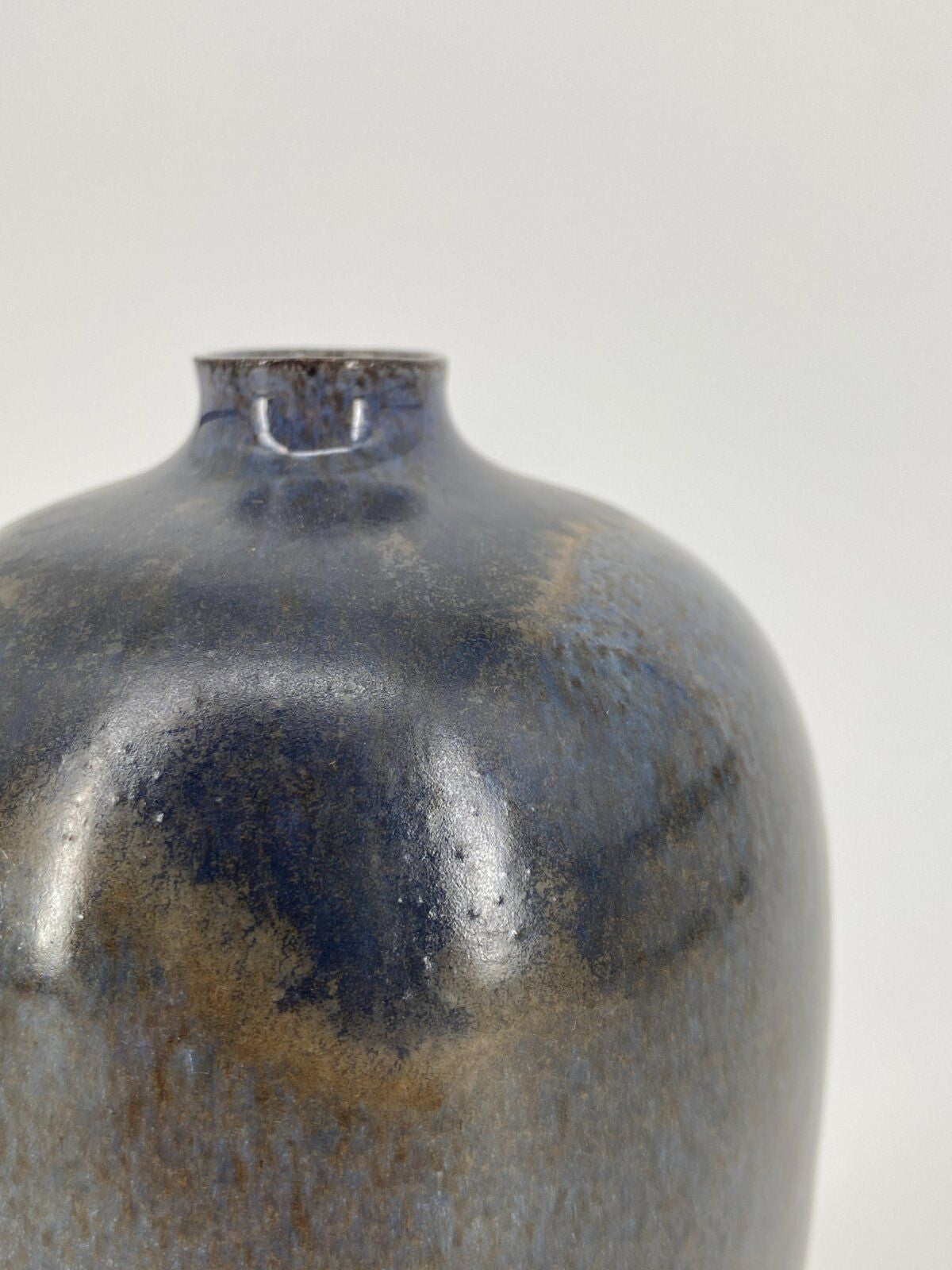 * STUDIOKERAMIK VASE GRAU BLAU BRAUN METALLIC "R" 16,5CM