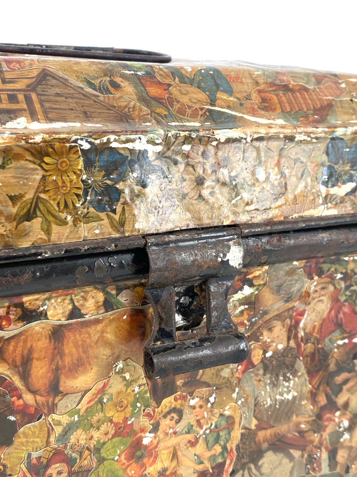 *METALL KISTE BOX BLECH ANTIK VINTAGE GROSS AUFBEWAHRUNG DECOUPAGE COLLAGE