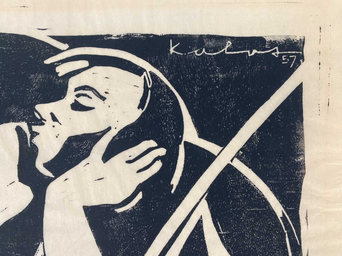 * WALTER KALOT LINOLSCHNITT GRAFIK HIRT SCHÄFER 1957 ORIGINAL VINTAGE